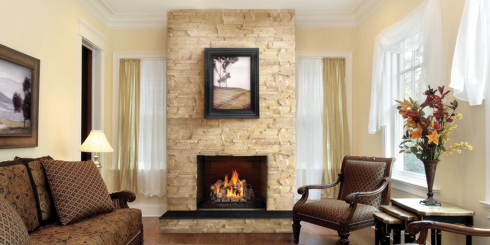 Napoleon Napoleon Fiberglow 18 Gas Log Set (Natural Gas) GL18NE Fireplace Finished - Gas