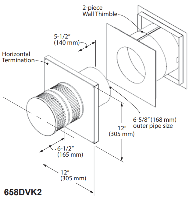 Valor Direct Vent Terminal Coaxial (w/ wall thimble) - 658DVK2